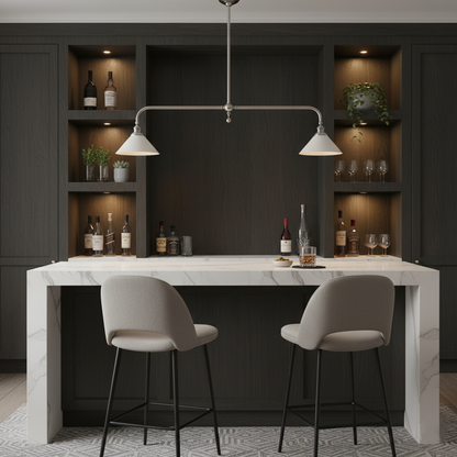 Dual-Head Island Pendant Light with Adjustable Height – Aluminum & Ceramic Shades for Kitchen, Dining Room & Living Space – Dimmable LED Fix