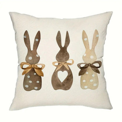 Hemp Bunny Cushion Cover - Eco-Friendly, Whimsical Design for Sofa