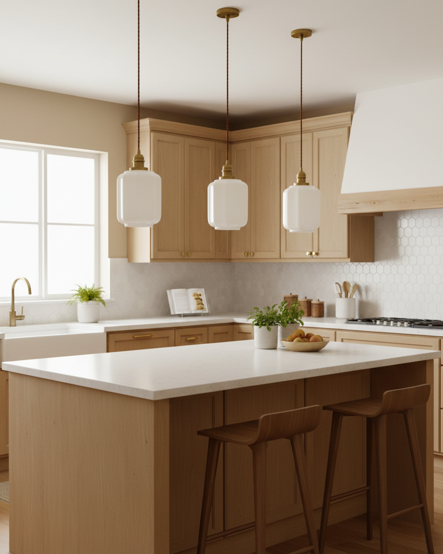 Glass Globe Hanging Light with Adjustable Cord White Brass Ceiling Fixture for Bedroom Dining Room Kitchen Island Brass Finish 6 Inch Pendan