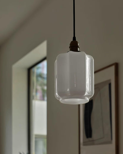 Glass Globe Hanging Light with Adjustable Cord White Brass Ceiling Fixture for Bedroom Dining Room Kitchen Island Brass Finish 6 Inch Pendan
