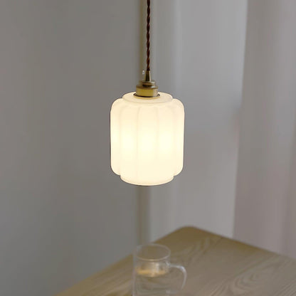 Glass Globe Hanging Light with Adjustable Cord White Brass Ceiling Fixture for Bedroom Dining Room Kitchen Island Brass Finish 6 Inch Pendan