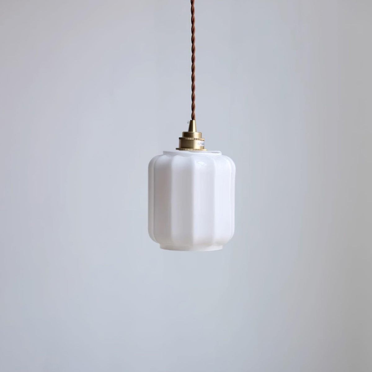 Glass Globe Hanging Light with Adjustable Cord White Brass Ceiling Fixture for Bedroom Dining Room Kitchen Island Brass Finish 6 Inch Pendan