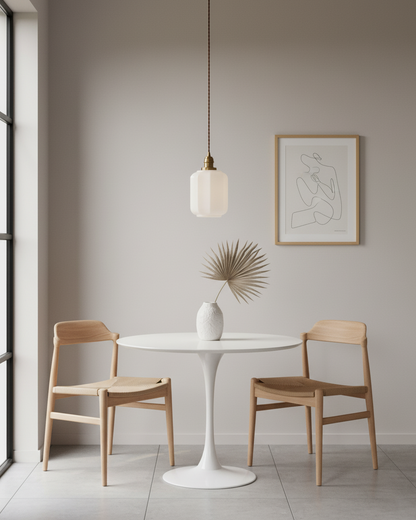 Glass Globe Hanging Light with Adjustable Cord White Brass Ceiling Fixture for Bedroom Dining Room Kitchen Island Brass Finish 6 Inch Pendan