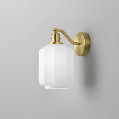 Indoor Sconce Light with Milky Shade and Antique Metal Frame for Hallway Bedroom Living Room Entryway Ambient Glow Fixture 9.8 in Tall