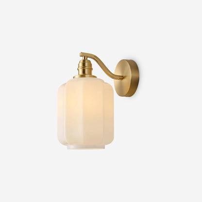 Indoor Sconce Light with Milky Shade and Antique Metal Frame for Hallway Bedroom Living Room Entryway Ambient Glow Fixture 9.8 in Tall