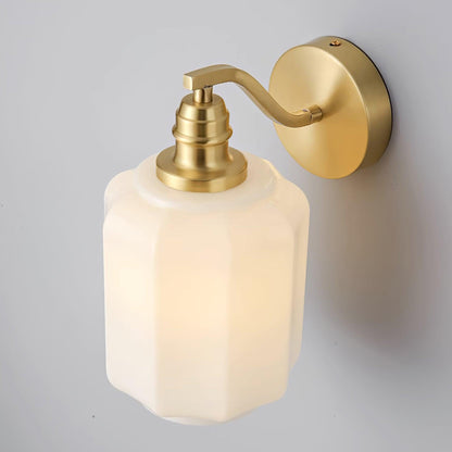 Indoor Sconce Light with Milky Shade and Antique Metal Frame for Hallway Bedroom Living Room Entryway Ambient Glow Fixture 9.8 in Tall