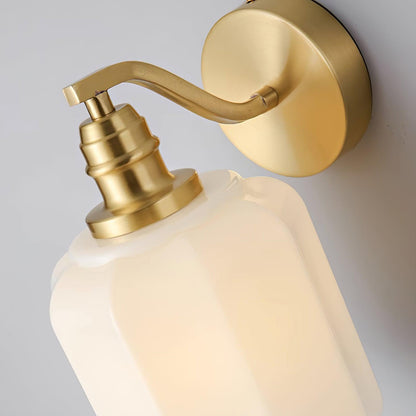 Indoor Sconce Light with Milky Shade and Antique Metal Frame for Hallway Bedroom Living Room Entryway Ambient Glow Fixture 9.8 in Tall