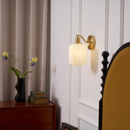 Indoor Sconce Light with Milky Shade and Antique Metal Frame for Hallway Bedroom Living Room Entryway Ambient Glow Fixture 9.8 in Tall