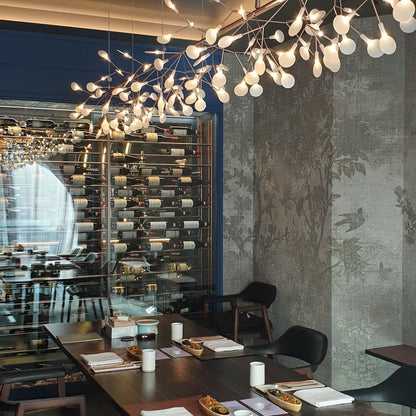 Organic Branch LED Ceiling Light White Metal Acrylic Fixture for Dining Room High Ceilings Modern Statement Chandelier Dimmable Adjustable S