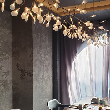 Organic Branch LED Ceiling Light White Metal Acrylic Fixture for Dining Room High Ceilings Modern Statement Chandelier Dimmable Adjustable S