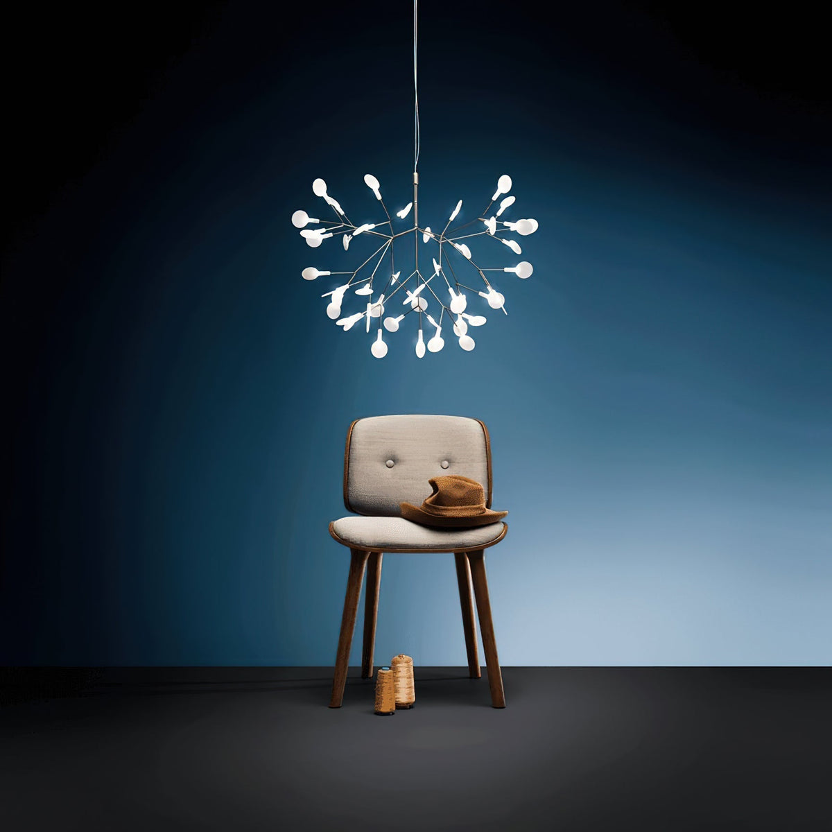Organic Branch LED Ceiling Light White Metal Acrylic Fixture for Dining Room High Ceilings Modern Statement Chandelier Dimmable Adjustable S