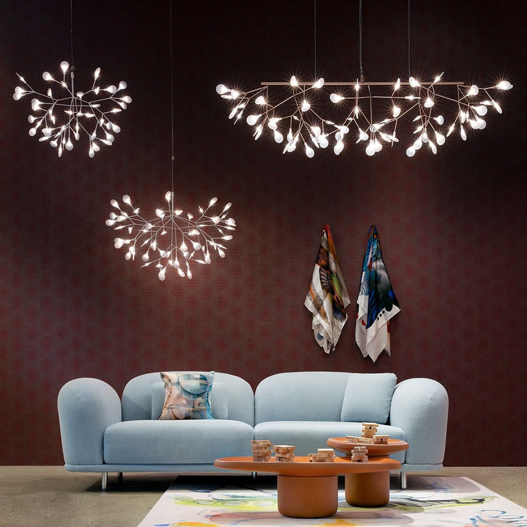 Organic Branch LED Ceiling Light White Metal Acrylic Fixture for Dining Room High Ceilings Modern Statement Chandelier Dimmable Adjustable S