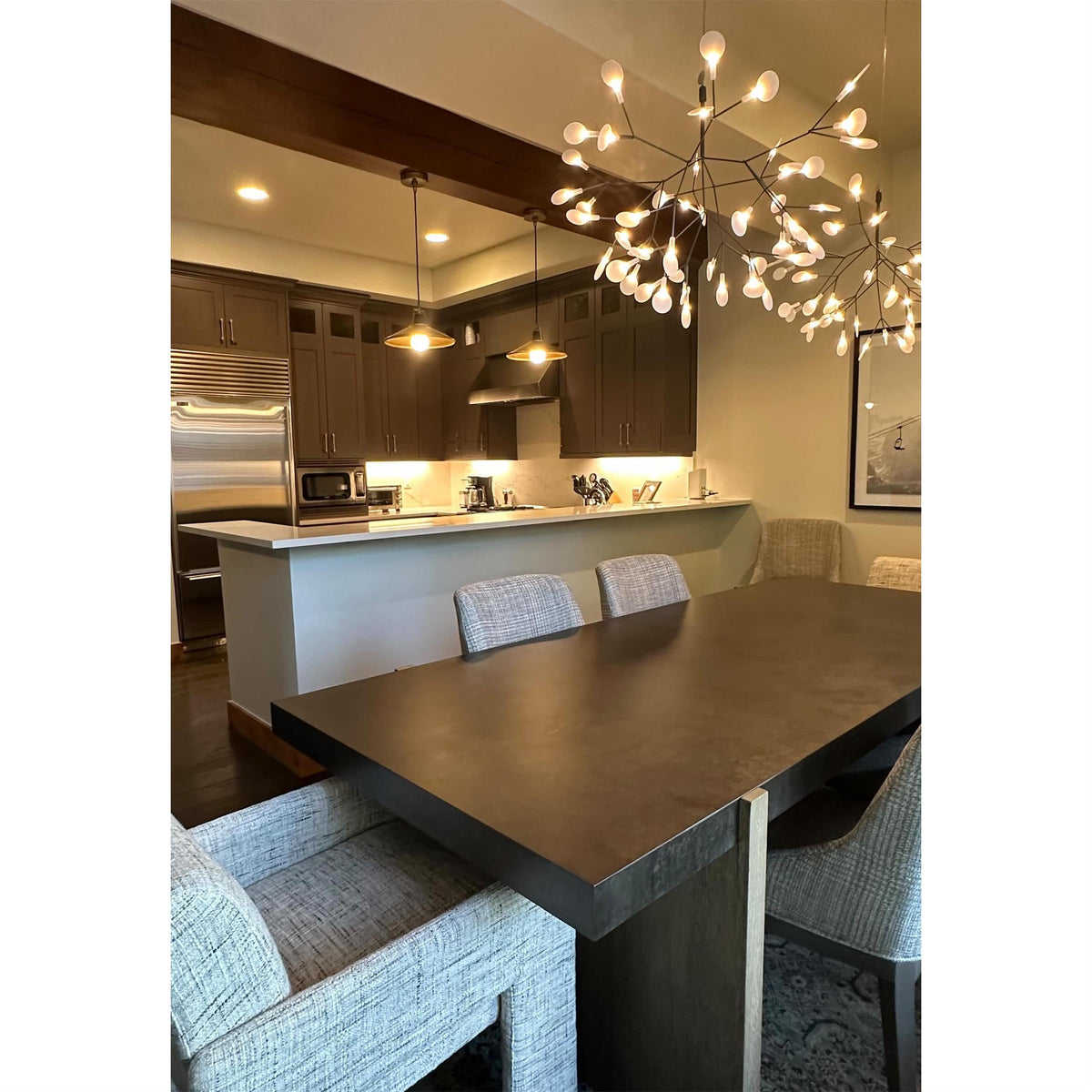 Organic Branch LED Ceiling Light White Metal Acrylic Fixture for Dining Room High Ceilings Modern Statement Chandelier Dimmable Adjustable S