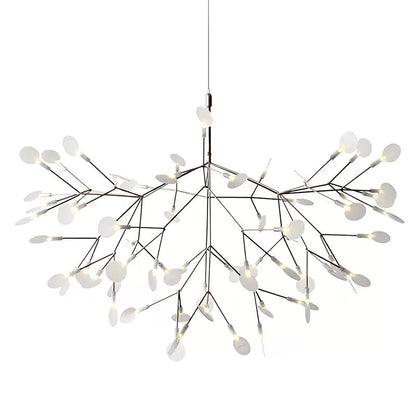 Organic Branch LED Ceiling Light White Metal Acrylic Fixture for Dining Room High Ceilings Modern Statement Chandelier Dimmable Adjustable S