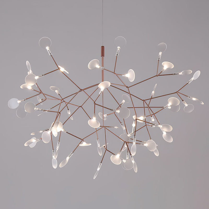 Organic Branch LED Ceiling Light White Metal Acrylic Fixture for Dining Room High Ceilings Modern Statement Chandelier Dimmable Adjustable S