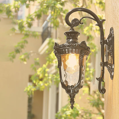 Heritage Glass Lantern Sconce for Entryway & Patio, Metal Construction, E26 Socket, 40W Compatible, 20 in Weatherproof Fixture for Front Doo