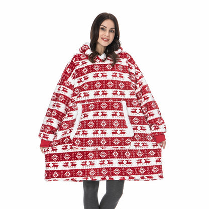 Oversized Wearable Blanket Hoodie with Pocket – Soft Fleece Throw for Couch & Bed – One Size Adults & Teens
