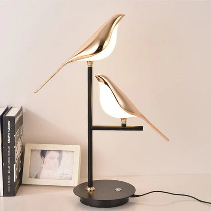 Sculptural Bird Accent Lamp with Integrated LED 22-Inch Gold Metal for Bedroom Nightstand Side Table Home Office Desk Modern Decorative Ligh