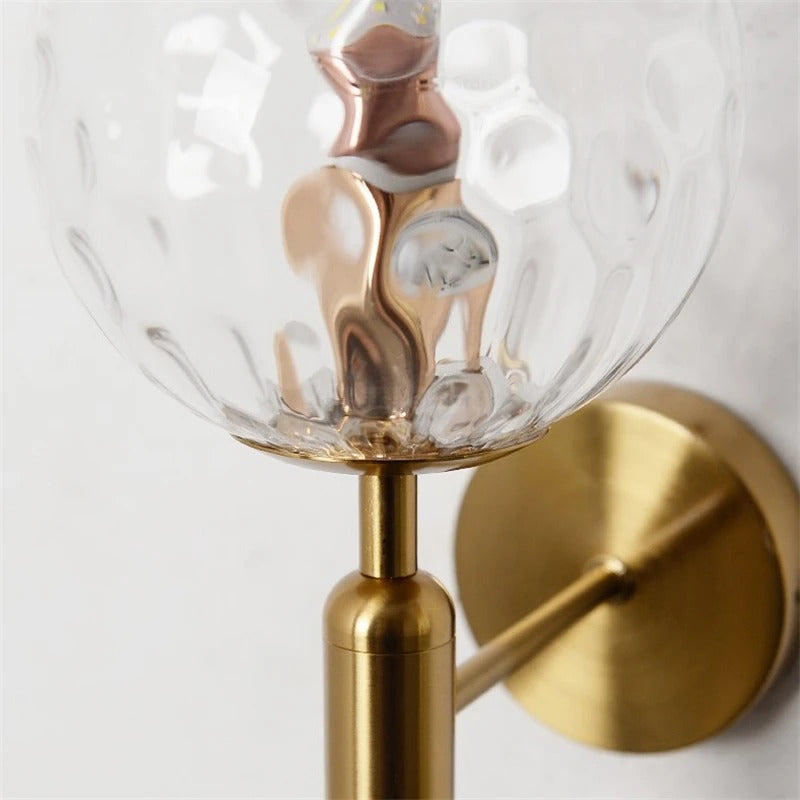 Globe Wall Sconce with 5.5-Inch Glass Shade Black and Gold Finish Bedroom Hallway Ambient Light E14 Socket Modern Minimalist Design for Entr