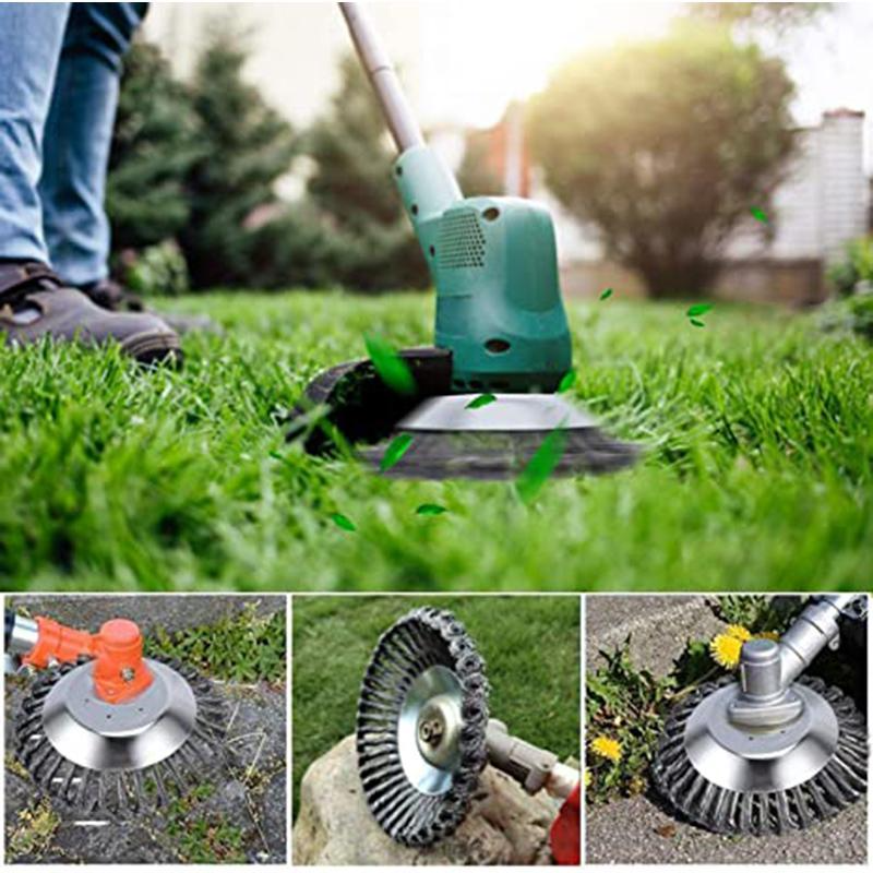 Steel Wire Weed Trimmer Attachment for String Trimmers – 36-Bristle Brush Head for Edging & Tough Weeds – 6 in Diameter