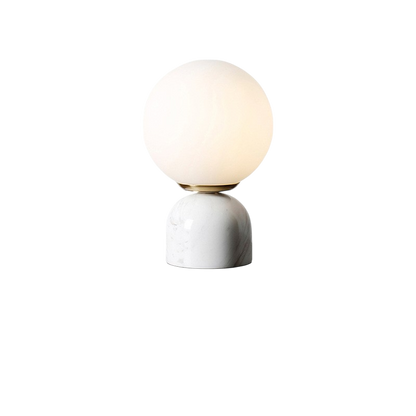 Minimalist Globe Accent Lamp with Natural Stone Base – Frosted Sphere Design for Nightstands, Side Tables & Console Styling – Soft Glow Illu
