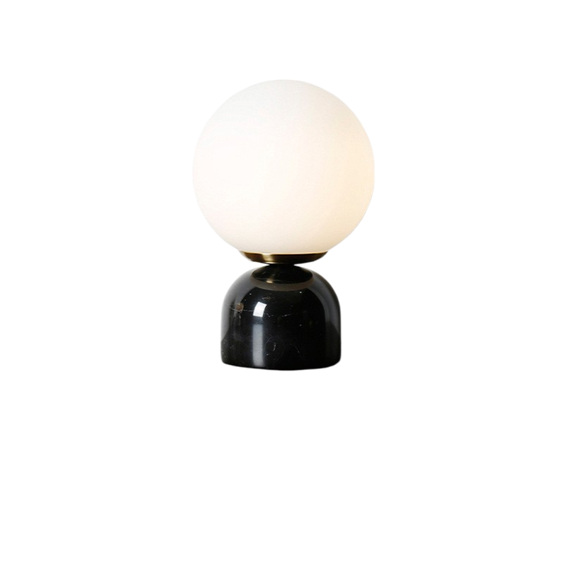 Minimalist Globe Accent Lamp with Natural Stone Base – Frosted Sphere Design for Nightstands, Side Tables & Console Styling – Soft Glow Illu