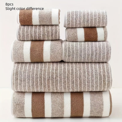Coral Fleece Towel Set 8-Piece Quick-Dry Lightweight for Shower Bath Gym Travel Home Bathroom Neutral Tones 9.9 oz/sq ft Microfiber