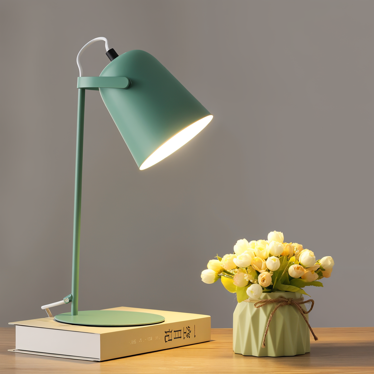 Adjustable Desk Lamp with Flexible Arm - Modern Metal Reading Light for Office, Bedroom, Nightstand & Study - Swing Arm Task Lighting for