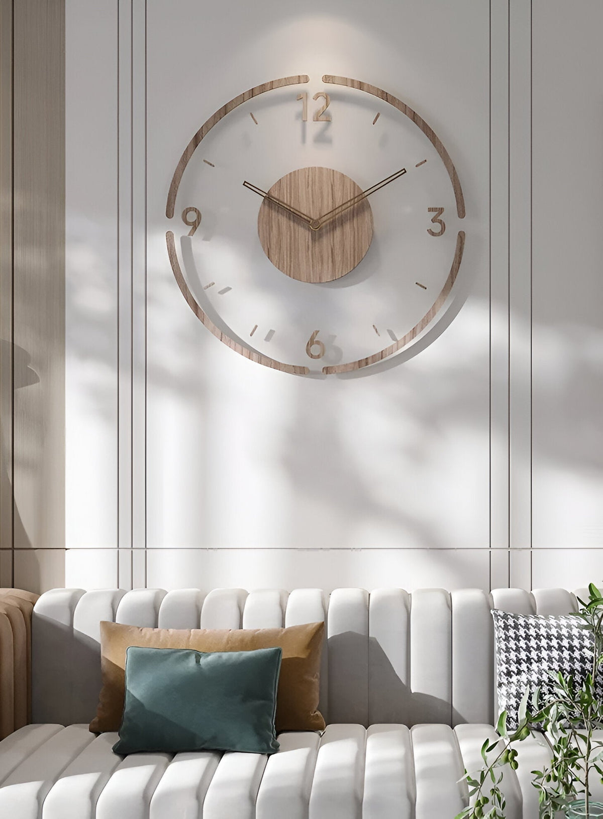 Silent Wall Clock with Wood and Acrylic Face – Modern Minimalist Timepiece for Living Room, Bedroom, Office