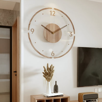 Silent Wall Clock with Wood and Acrylic Face – Modern Minimalist Timepiece for Living Room, Bedroom, Office