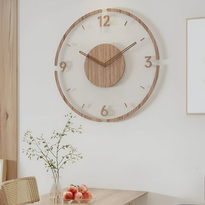 Silent Wall Clock with Wood and Acrylic Face – Modern Minimalist Timepiece for Living Room, Bedroom, Office