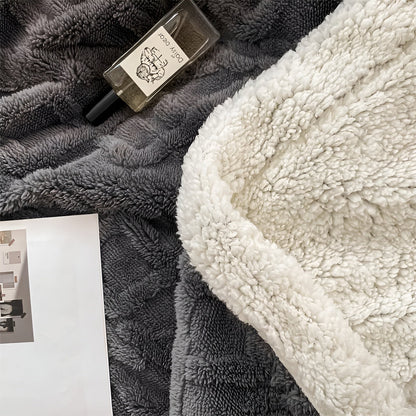 Reversible Sherpa Throw Blanket 59×79 Inches Soft Polyester for Couch Bed Chair Gray White Lightweight Winter Warmth Layer Bedroom Living Ro