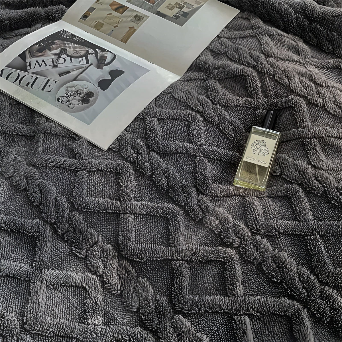 Reversible Sherpa Throw Blanket 59×79 Inches Soft Polyester for Couch Bed Chair Gray White Lightweight Winter Warmth Layer Bedroom Living Ro