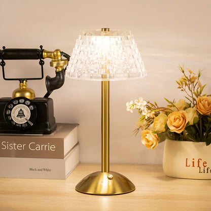 Rechargeable Touch Lamp 6 in Glass Shade Cordless Bedside Nightstand Light with Dimmer 3 Light Modes Portable Ambient Lighting for Bedroom L