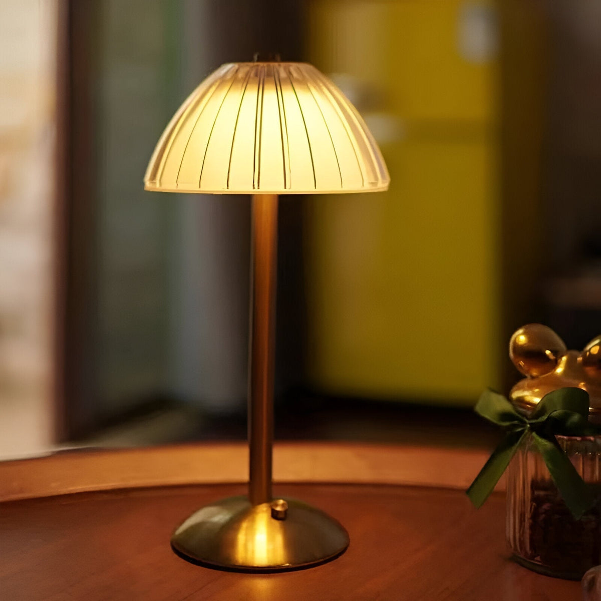 Rechargeable Touch Lamp 6 in Glass Shade Cordless Bedside Nightstand Light with Dimmer 3 Light Modes Portable Ambient Lighting for Bedroom L