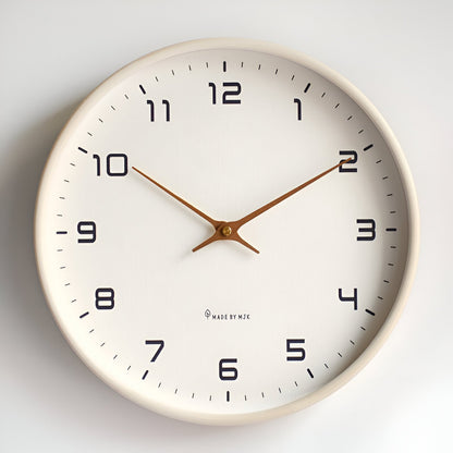 Wood Frame Wall Clock Silent Quartz 12 Inch Round White Dial Clean Numbers for Kitchen Living Room Bedroom Home Office Scandinavian Decor