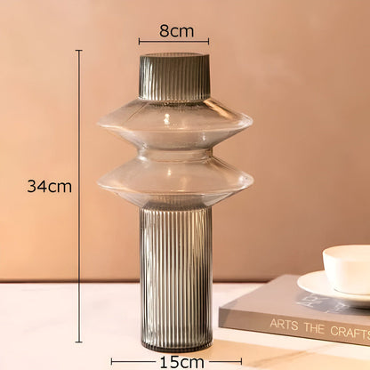 Honey Amber Glass Vase Modern Geometric Decorative Statement Piece for Table Centerpiece Shelf Display Living Room Dining Room Bedroom