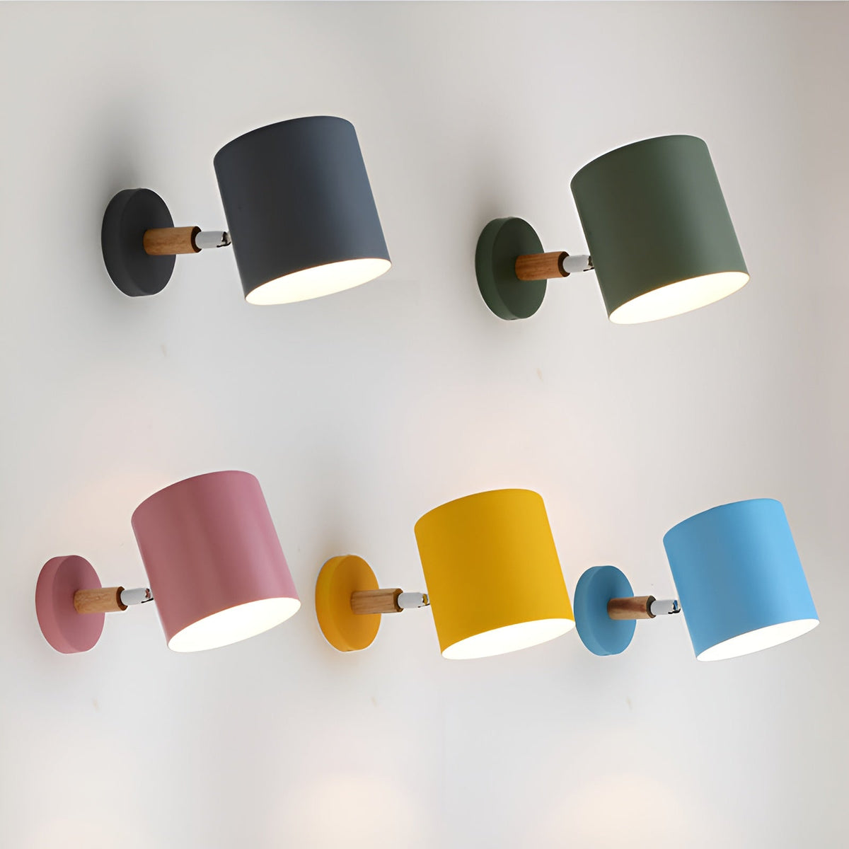 Adjustable Bedside Sconce Light Metal Wood 5 in Pink Reading Lamp Bedroom Nursery Guest Room Wall Mount Fixture for Nightstand Indoor Modern