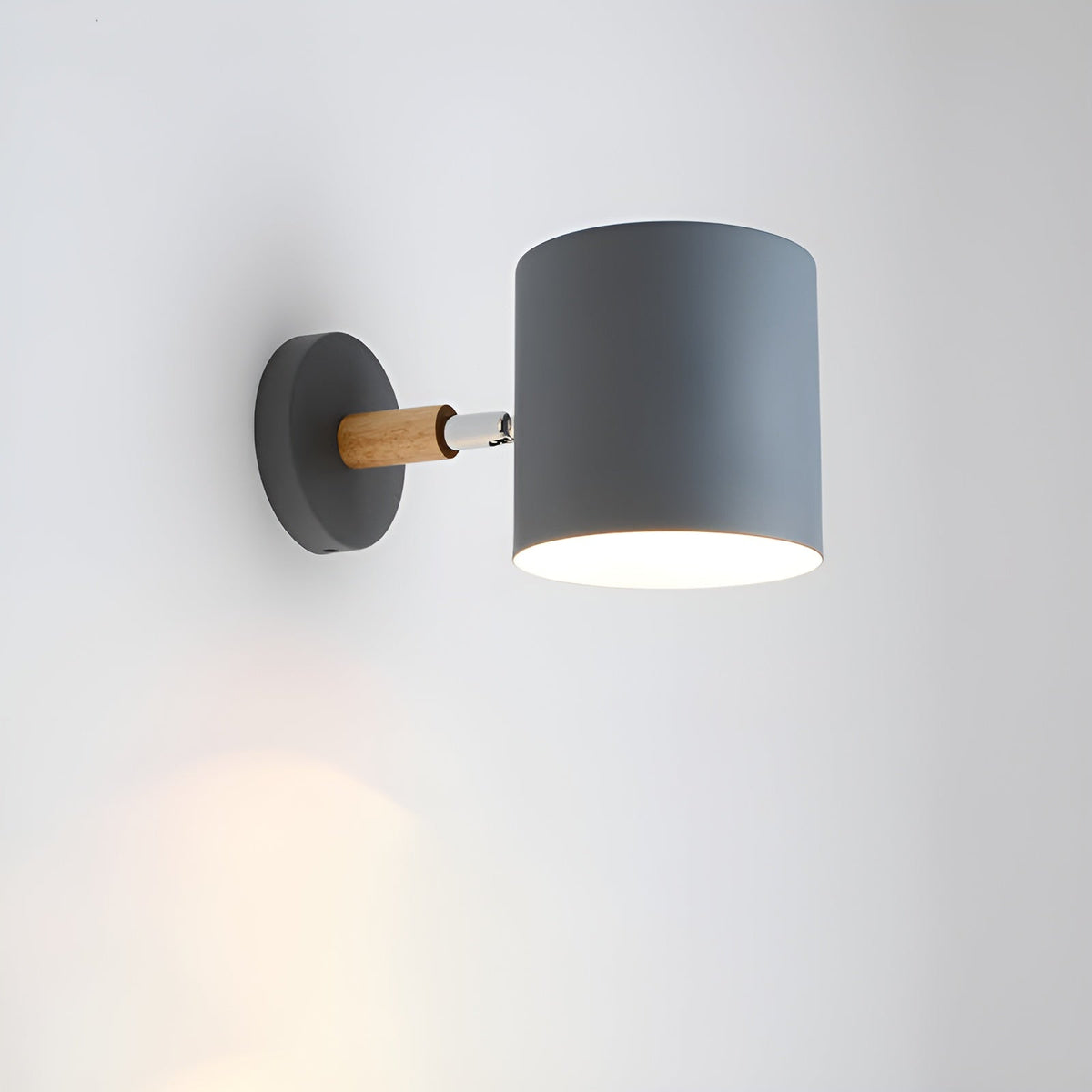 Adjustable Bedside Sconce Light Metal Wood 5 in Pink Reading Lamp Bedroom Nursery Guest Room Wall Mount Fixture for Nightstand Indoor Modern