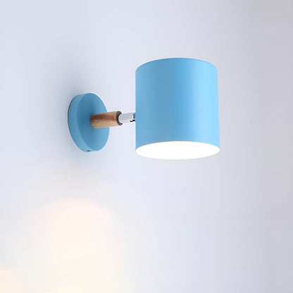 Adjustable Bedside Sconce Light Metal Wood 5 in Pink Reading Lamp Bedroom Nursery Guest Room Wall Mount Fixture for Nightstand Indoor Modern