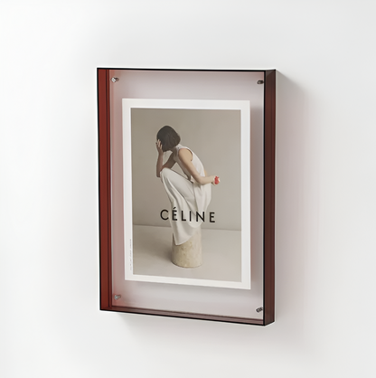 Clear Acrylic Photo Frame Stand – Frameless Floating Picture Holder for Desk & Wall Display – Modern Minimalist Design for Prints