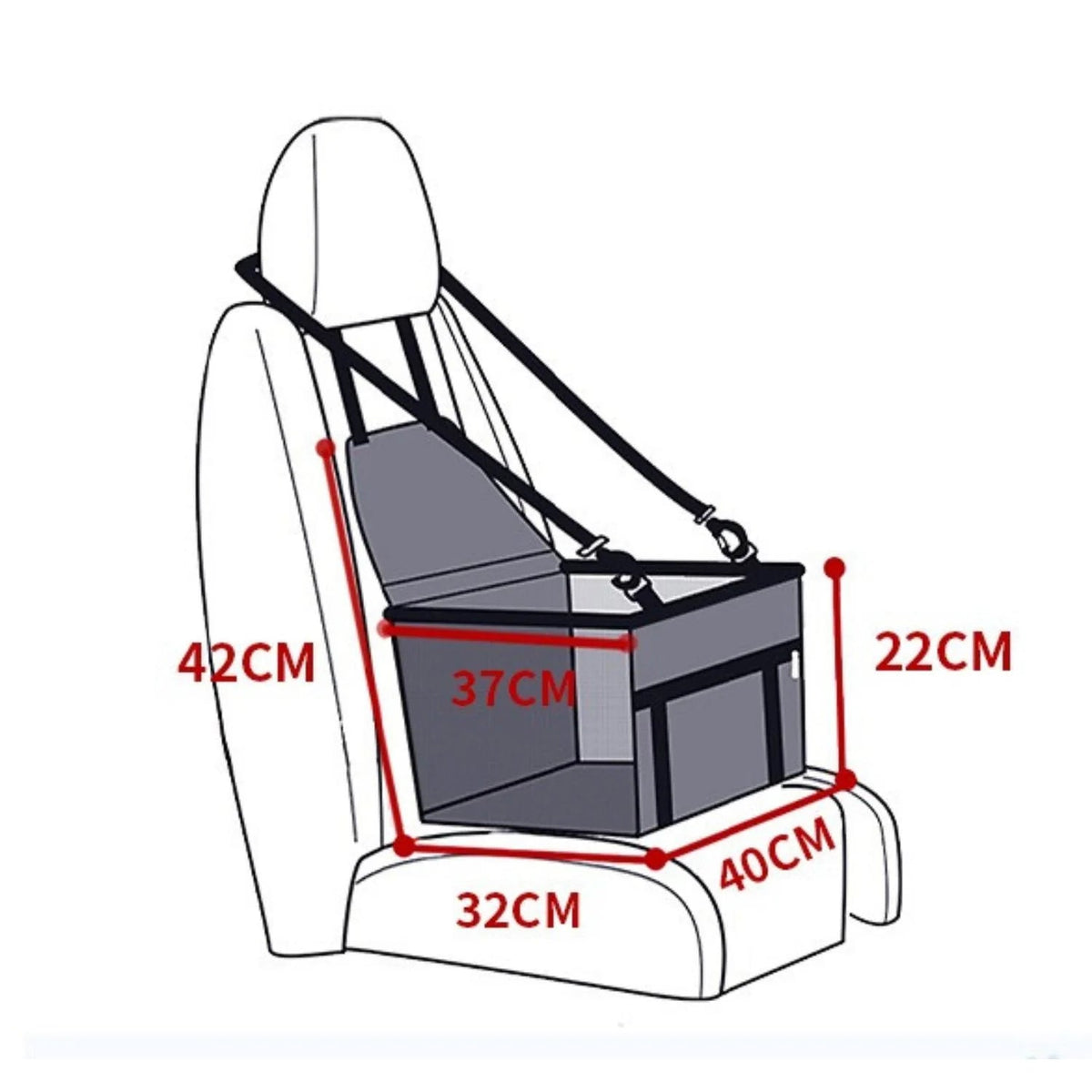 AutoPaw | Elevated Dog Car Seat with Waterproof Fabric & Anti-Slip Base | Safe Travel Solution for Dogs