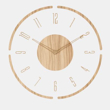 Silent Wall Clock Wooden Center Open Frame Design 14 Inch Diameter for Bedroom Living Room Kitchen Office Home Decor