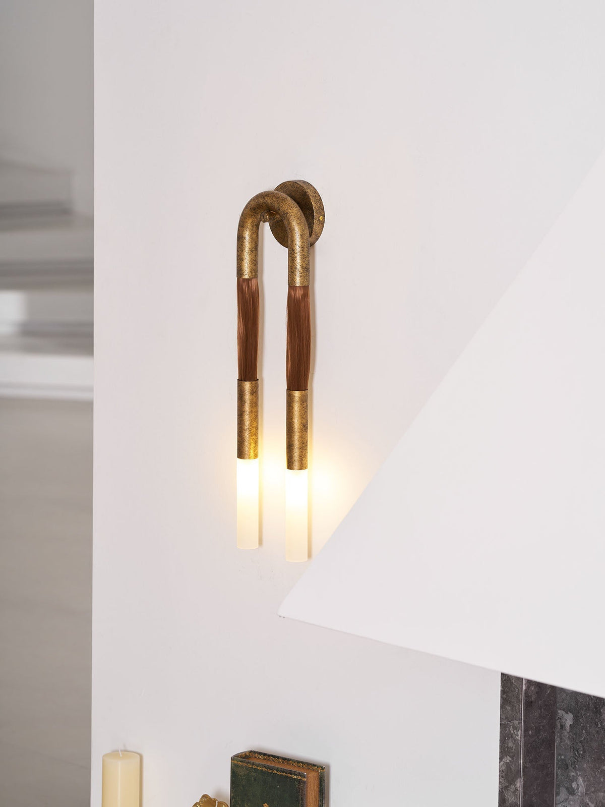 Metal Sconce Light 26 in with Flowing Fiber Design for Bedroom Living Room Hallway Ambient Lighting Decorative Accent Fixture Modern Home De