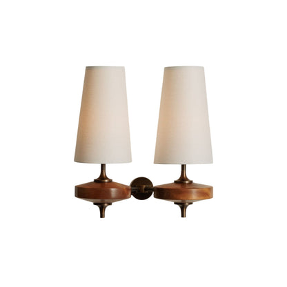 Dual Fabric Sconce Light Fixture Wooden Frame Indoor Lighting Bedroom Hallway Accent Warm Glow 14 in Wide E12 E14 Socket Hardwired Modern Ho
