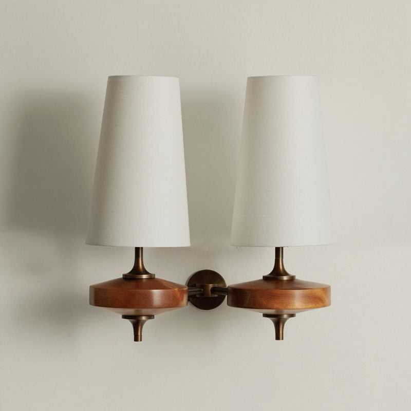 Dual Fabric Sconce Light Fixture Wooden Frame Indoor Lighting Bedroom Hallway Accent Warm Glow 14 in Wide E12 E14 Socket Hardwired Modern Ho