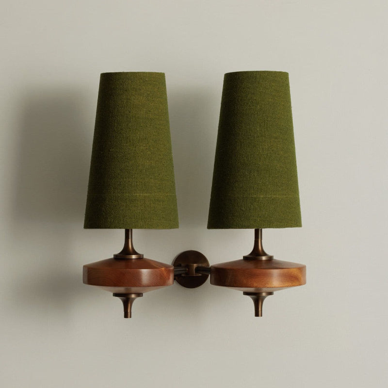 Dual Fabric Sconce Light Fixture Wooden Frame Indoor Lighting Bedroom Hallway Accent Warm Glow 14 in Wide E12 E14 Socket Hardwired Modern Ho