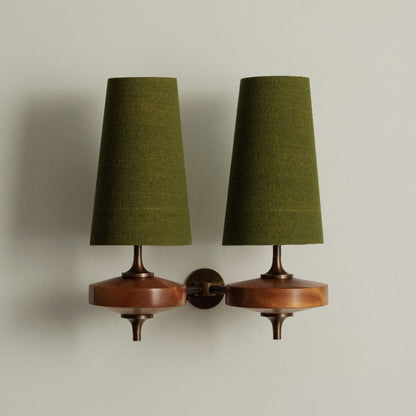 Dual Fabric Sconce Light Fixture Wooden Frame Indoor Lighting Bedroom Hallway Accent Warm Glow 14 in Wide E12 E14 Socket Hardwired Modern Ho