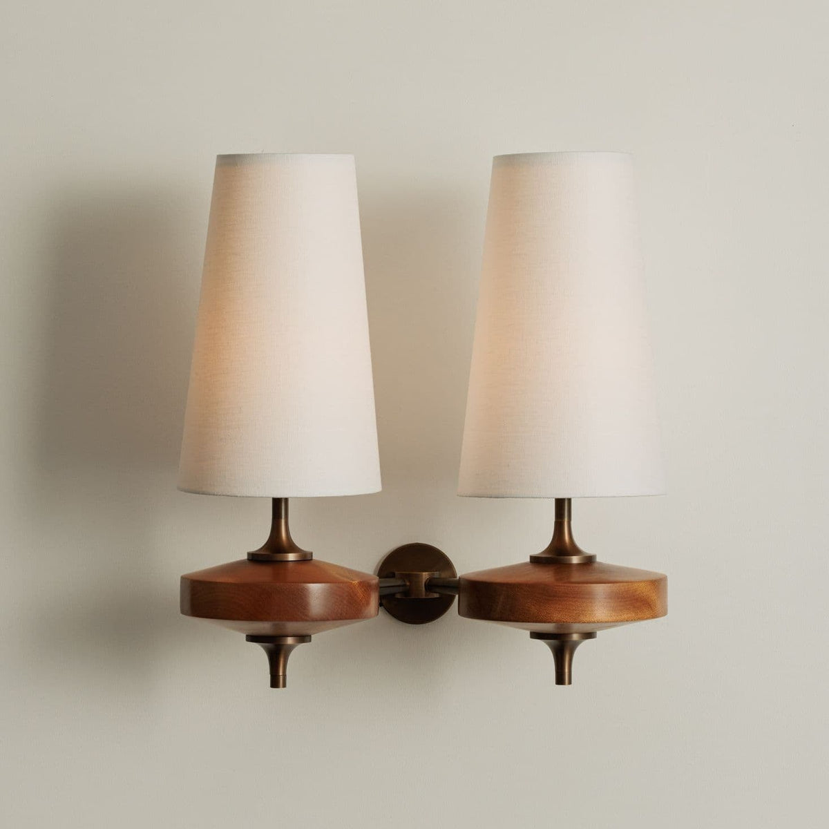 Dual Fabric Sconce Light Fixture Wooden Frame Indoor Lighting Bedroom Hallway Accent Warm Glow 14 in Wide E12 E14 Socket Hardwired Modern Ho