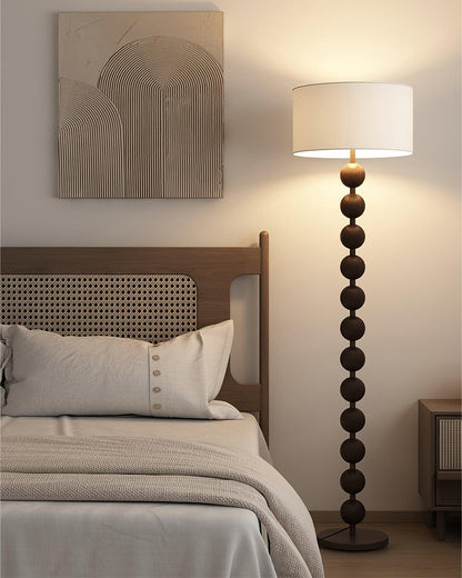 Tall Standing Lamp with White Shade 63 Inches Natural Wood Base Dimmable Accent Light for Bedroom Living Room Corner Reading Nook Modern Dec